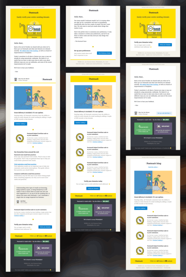 A selection of email layout variations. A selection of email layout variations.