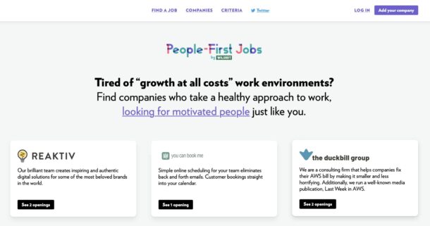 A screenshot of the updated design of People-First Jobs. A screenshot of the updated design of People-First Jobs.